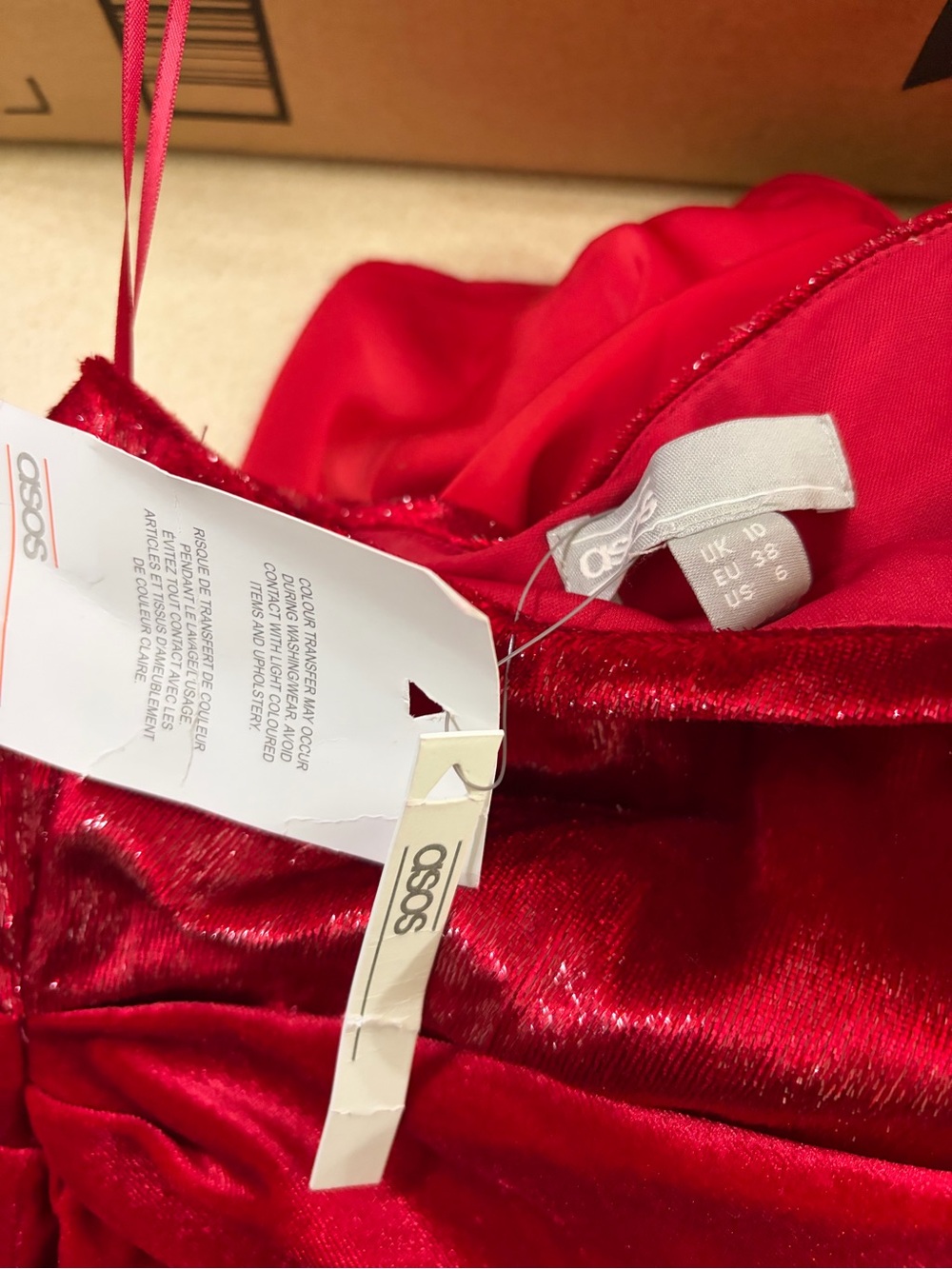 ASOS Red One-Shoulder Velvet Draped Evening Dress - Picture 3 of 9